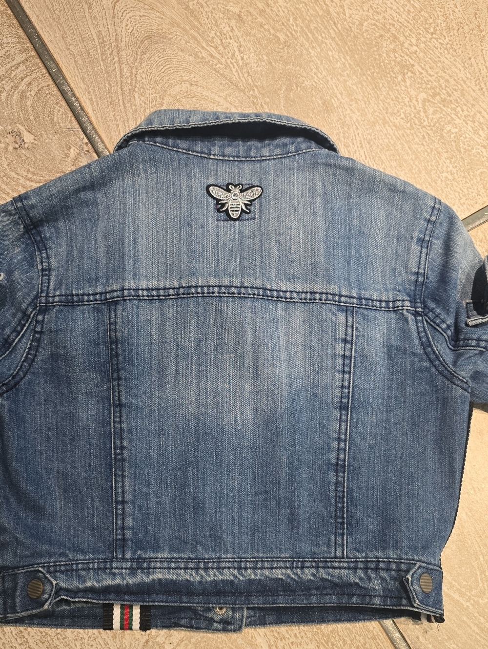 Upcycled Designer Insipered Jean Jacket Classic blue denim jacket - Picture 6 of 11